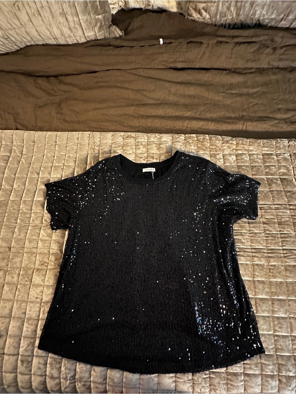 Kori Black Sequin Short Sleeve Tee - Picture 9 of 9